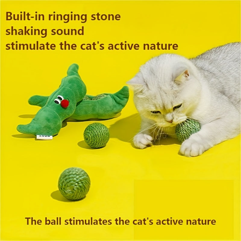 Sisal Pea-Pod Cat Toy with Built-In Storage-3