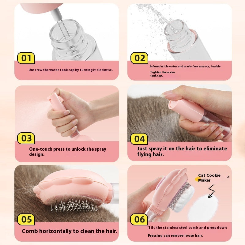 Self-Cleaning Pet Brush Comb with Spray-2