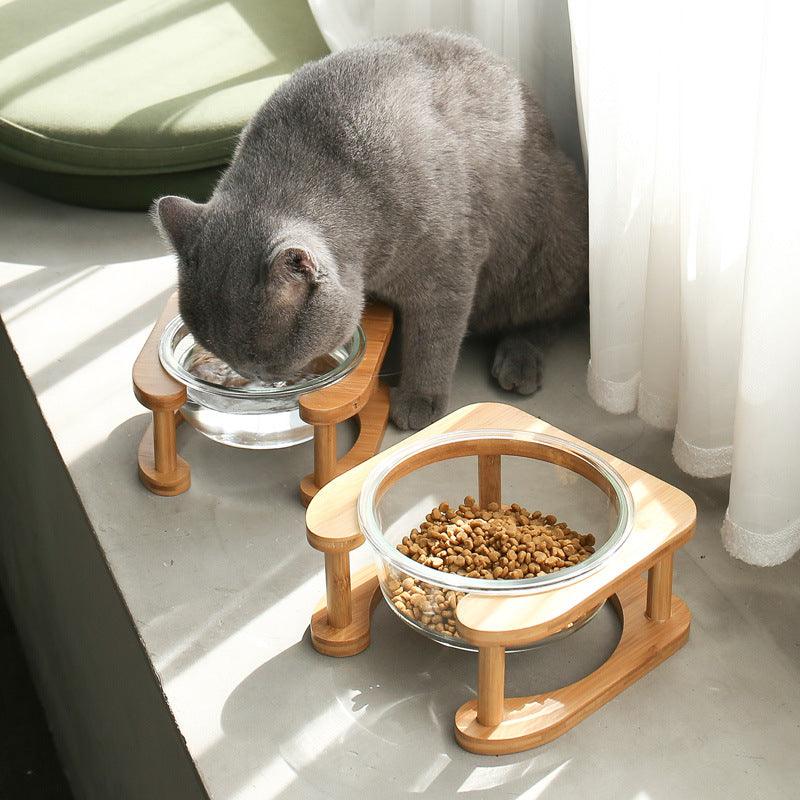 Elegant Glass Cat Food Bowl Set - Stylish And Functional Pet Dining Solution-0