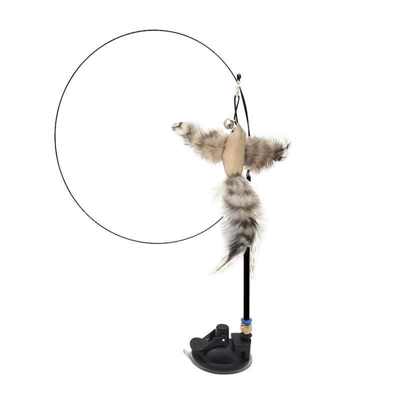Feather Frenzy Cat Teaser: Extendable Steel Wire Rod With Suction Cup-16