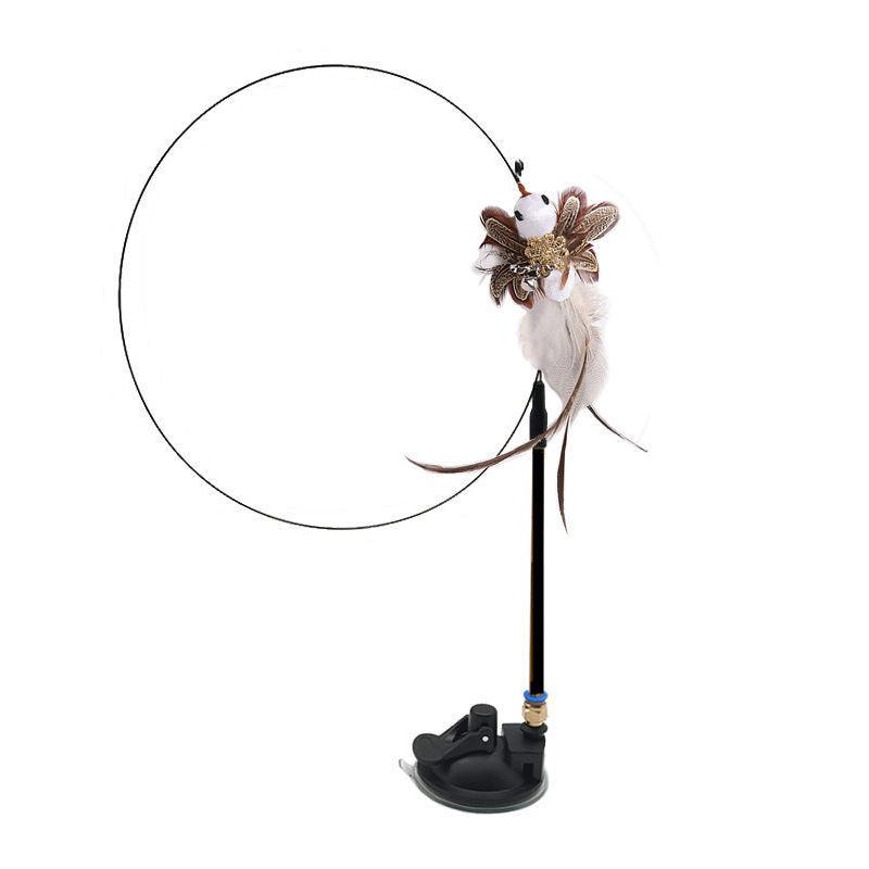 Feather Frenzy Cat Teaser: Extendable Steel Wire Rod With Suction Cup-18