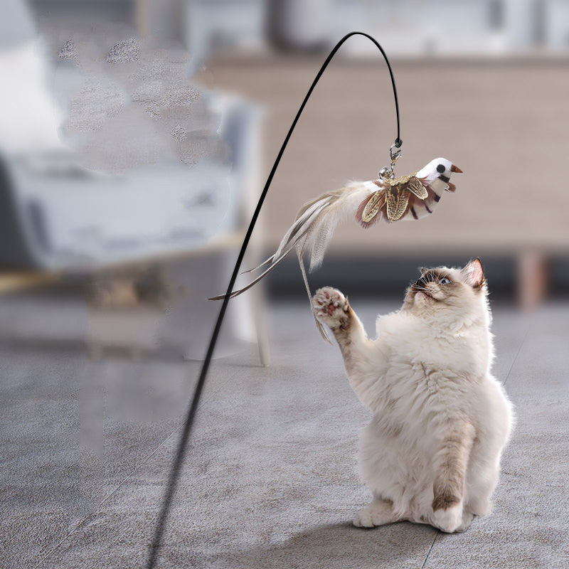 Interactive Feather Pole Toy for Cats-1