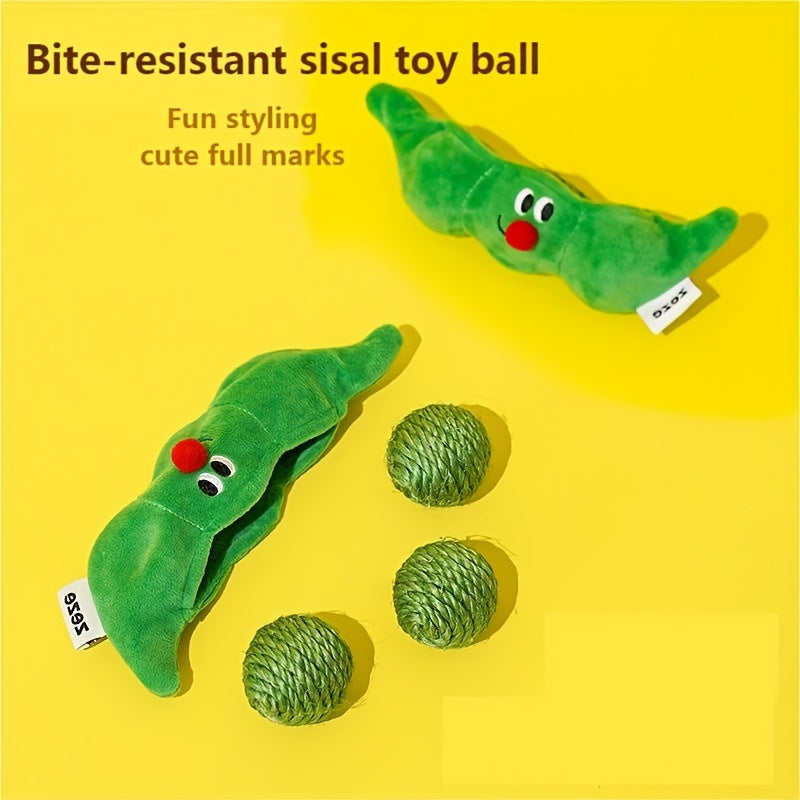 Sisal Pea-Pod Cat Toy with Built-In Storage-2