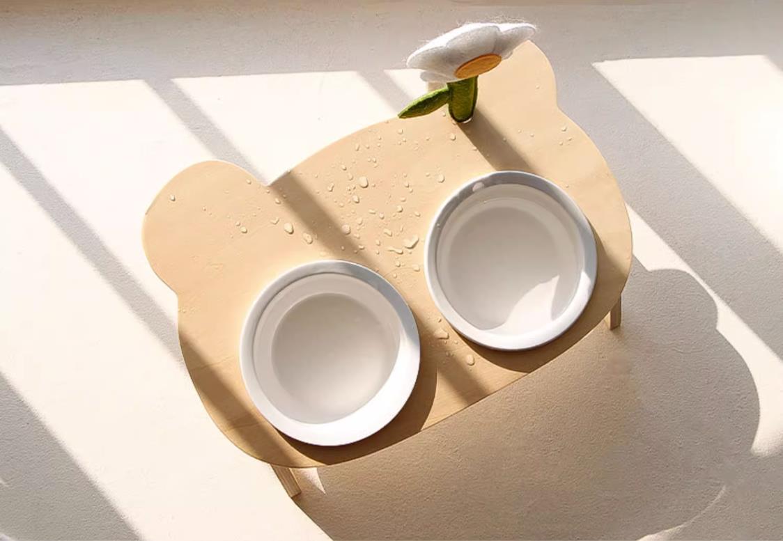 Forest Tree Tilted Double Pet Bowl With Stand-1